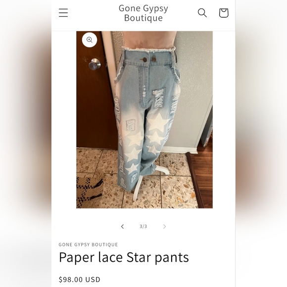 Vintage Wash Distressed Star Jeans from Paper Lace SZ M - Picture 6 of 6